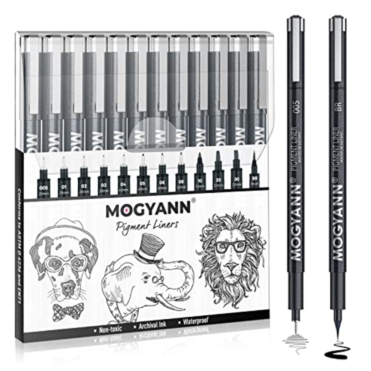 Drawing Pens Black Art Pens for Drawing 12 Size Waterproof Ink Pens for Artists Sketching, Manga, Writing